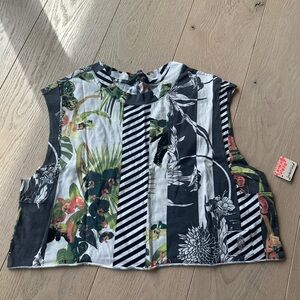 Free People Floral and Striped Sleeveless Top